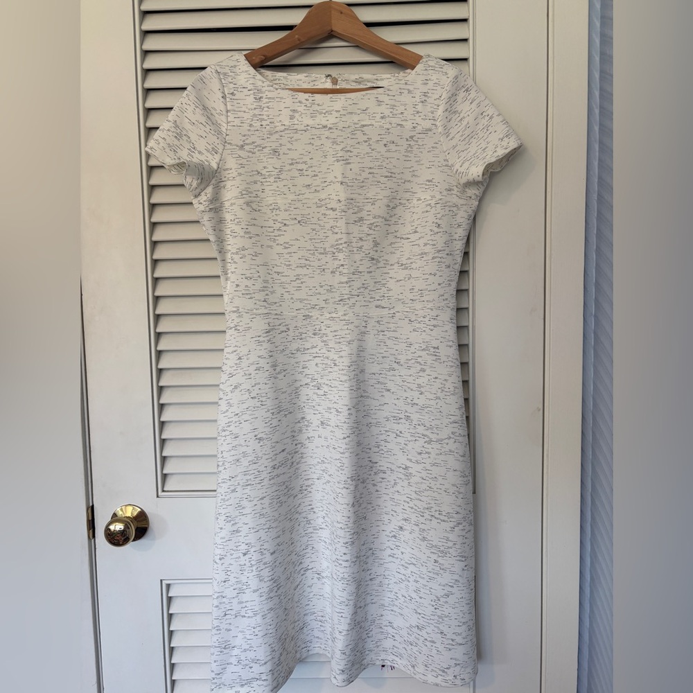 Ivanka Trump Classic Short-Sleeve Sheath Dress in Heather White